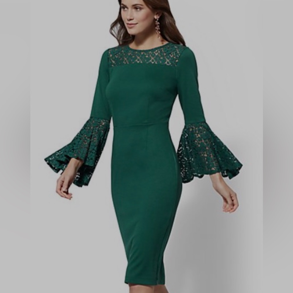 Boho woman’s dress bell sleeve lace accent